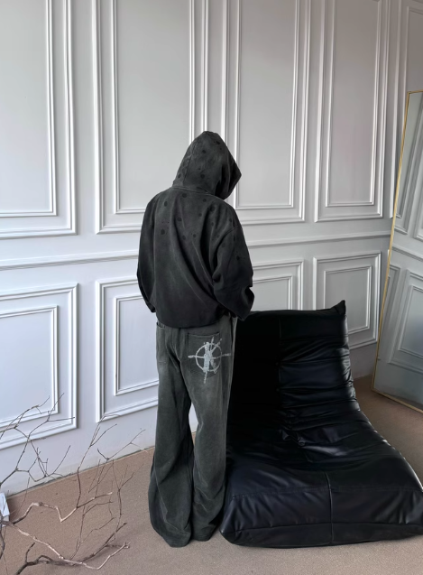 Heavyweight Washed Print Double waist Sweatpants