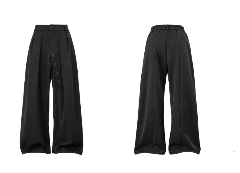 "Lunar Eclipse" loop-up grey live-pleated kendo trousers