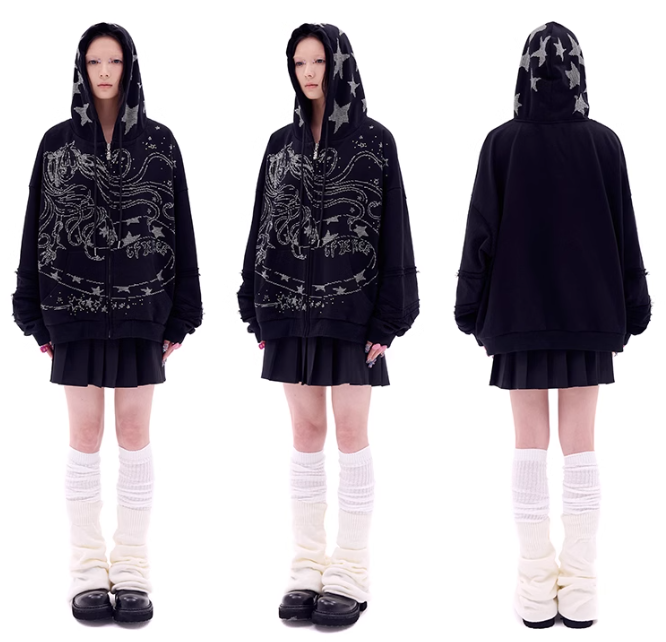 Snake Demon Girl Glitter Hoodie