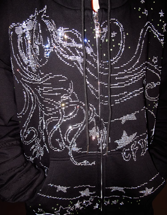 Snake Demon Girl Glitter Hoodie