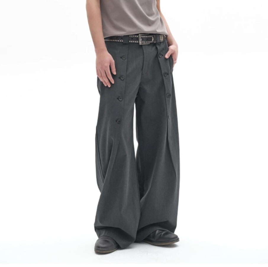 Wide Leg Button Suit Pants