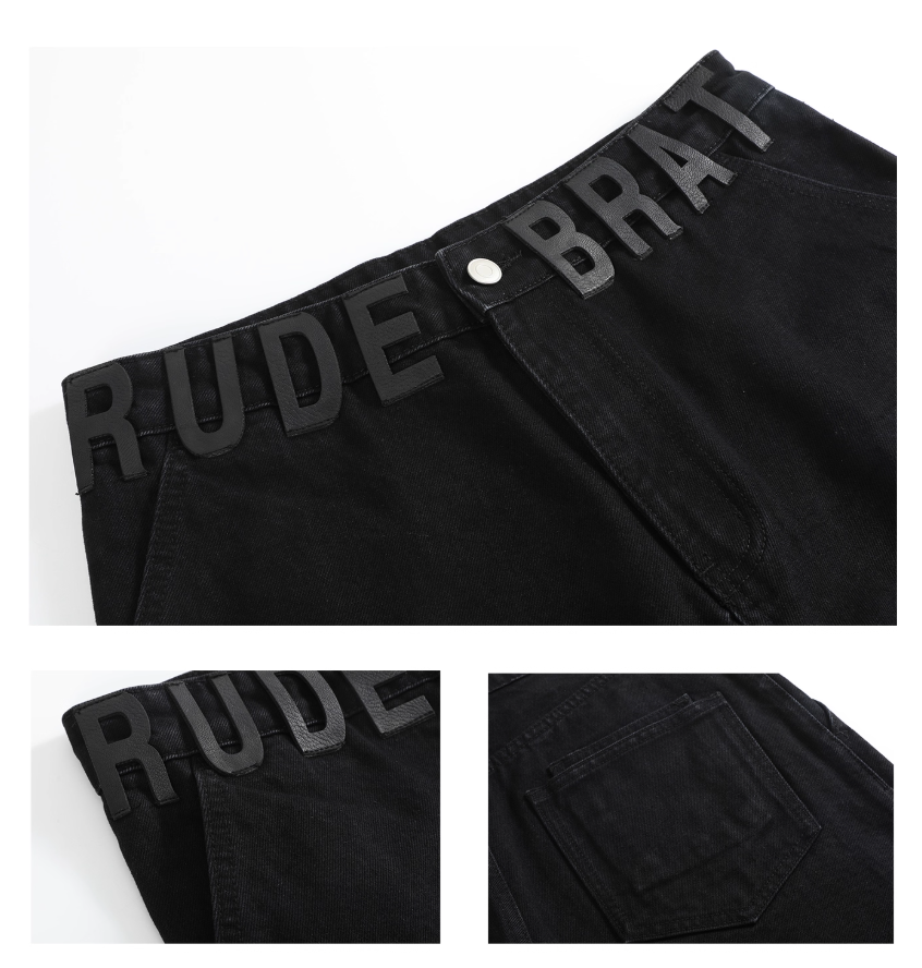 'RUDEBRAT' leather ring jeans