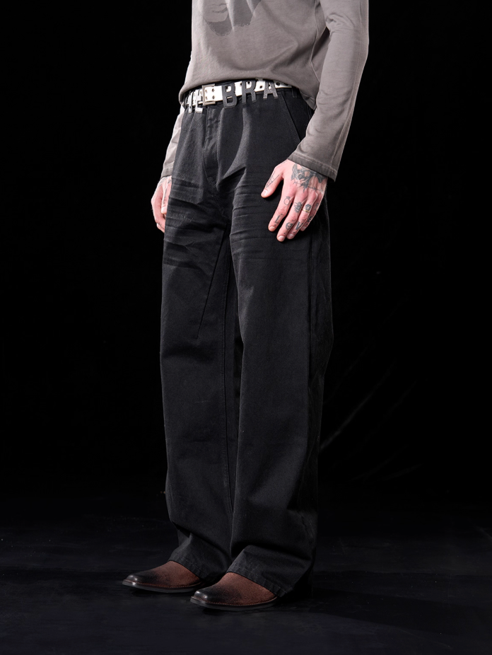 'RUDEBRAT' leather ring jeans
