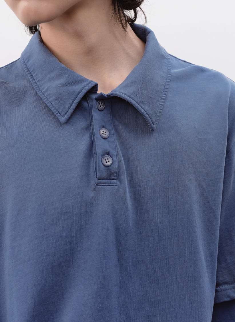 Washed Fake Layered POLO shirt