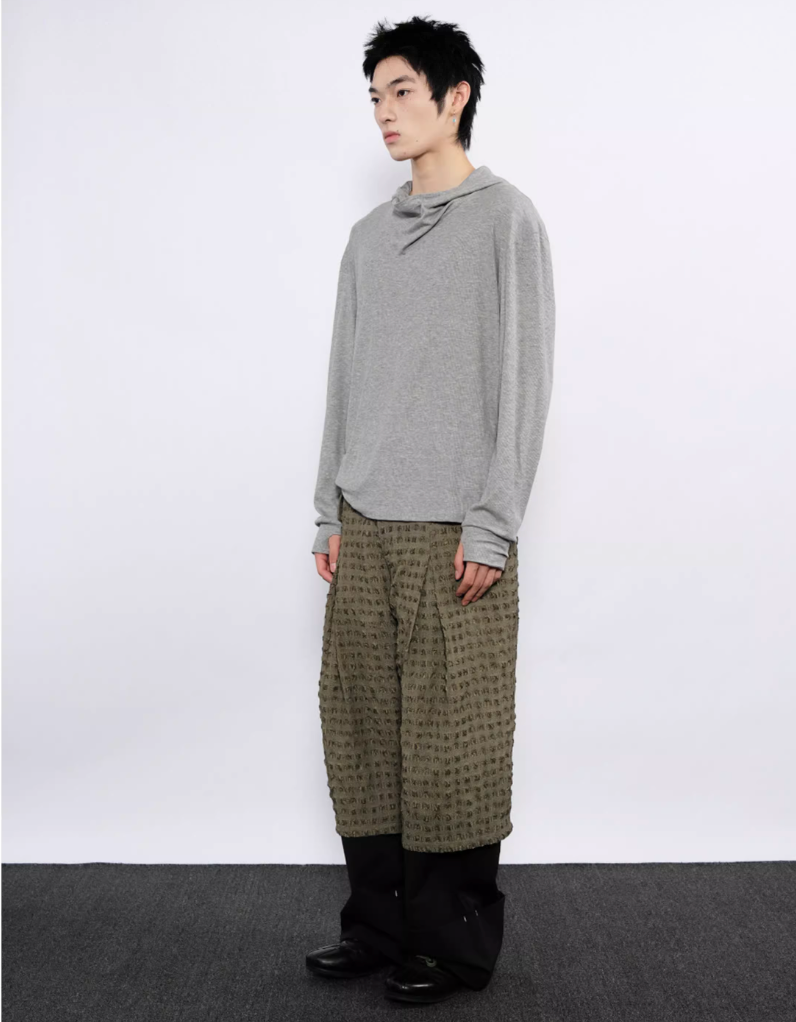 Wrap-around Hooded Long Sleeve T-Shirt