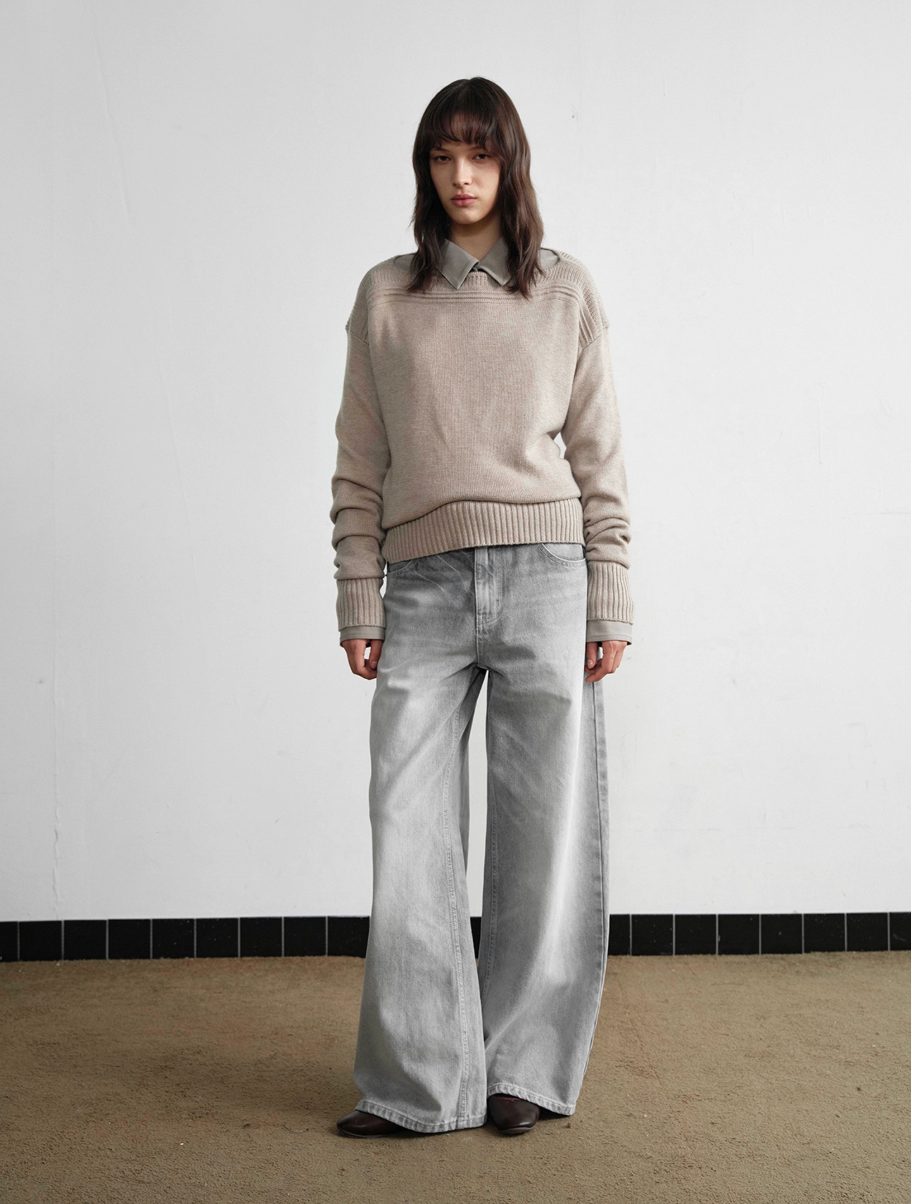 Washed Lime White Straight Jeans