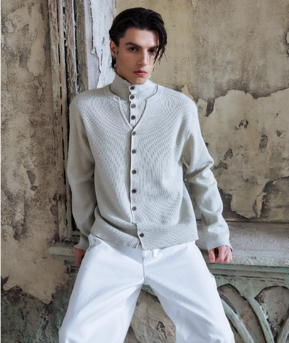 "Po Jing" fake layered cardigan