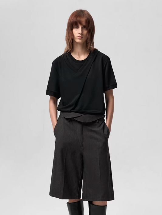 Double Neck Short Sleeve T-Shirt