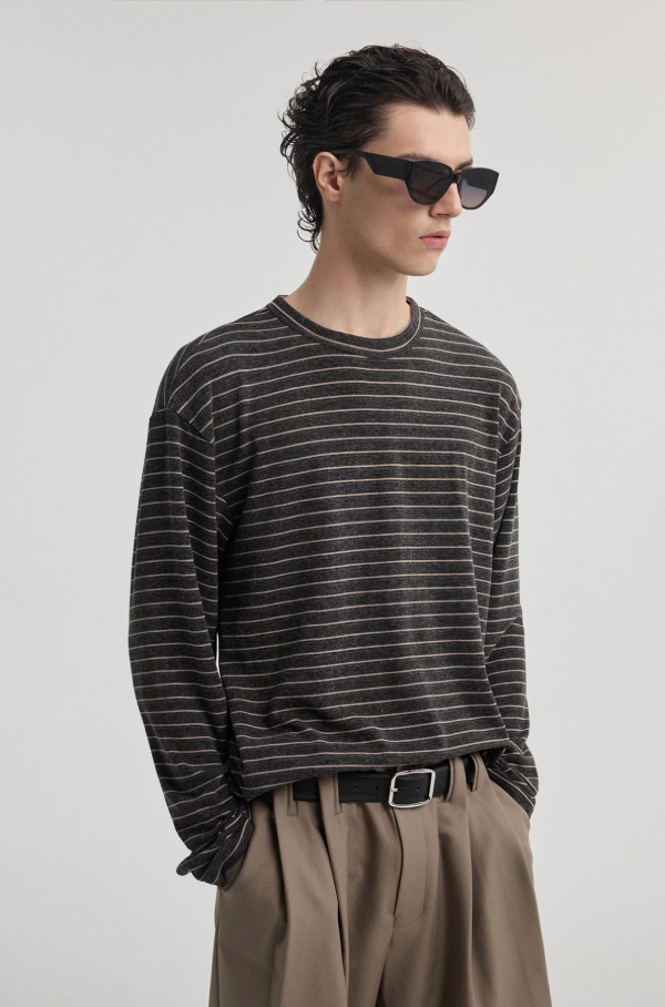 Striped long-sleeve T-shirt