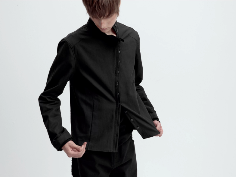 Curved Placket Double-Layer Jacket