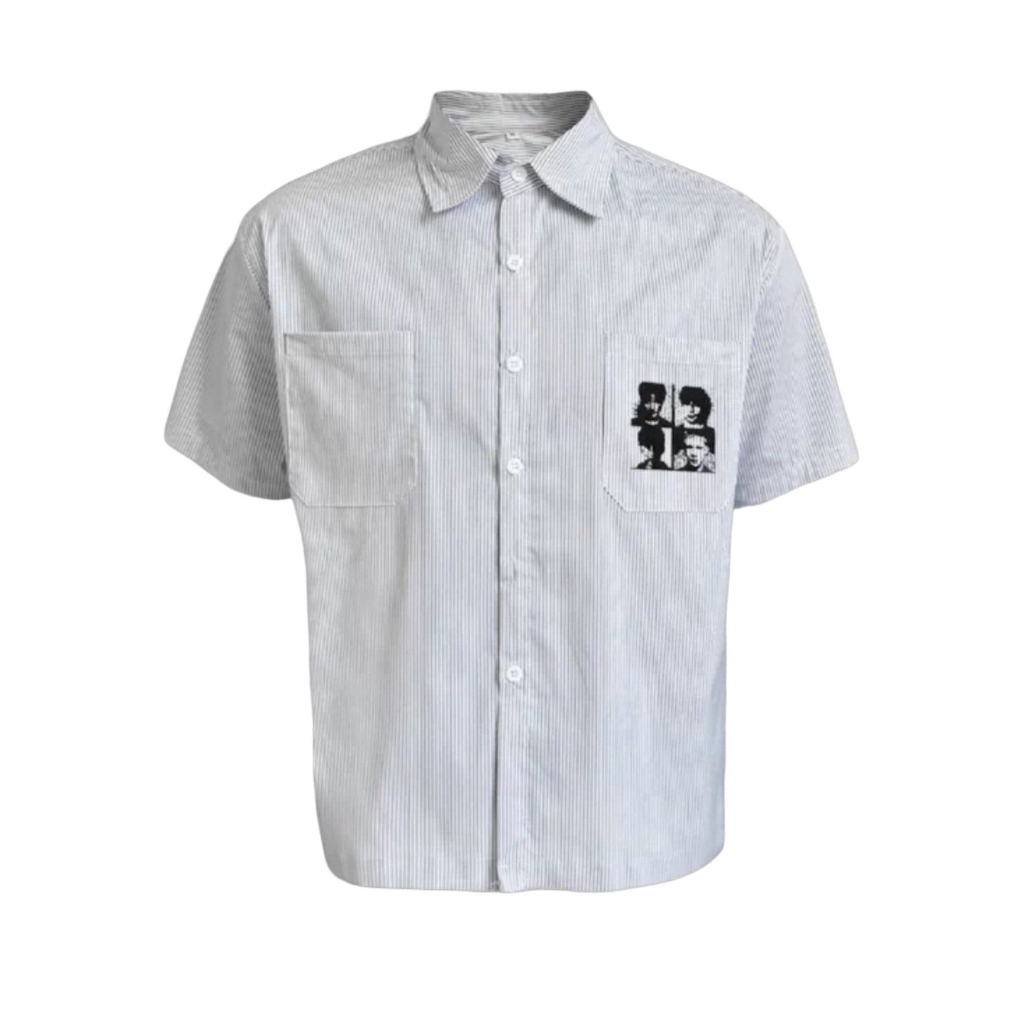 *Moon* Printed stripe short sleeve shirt