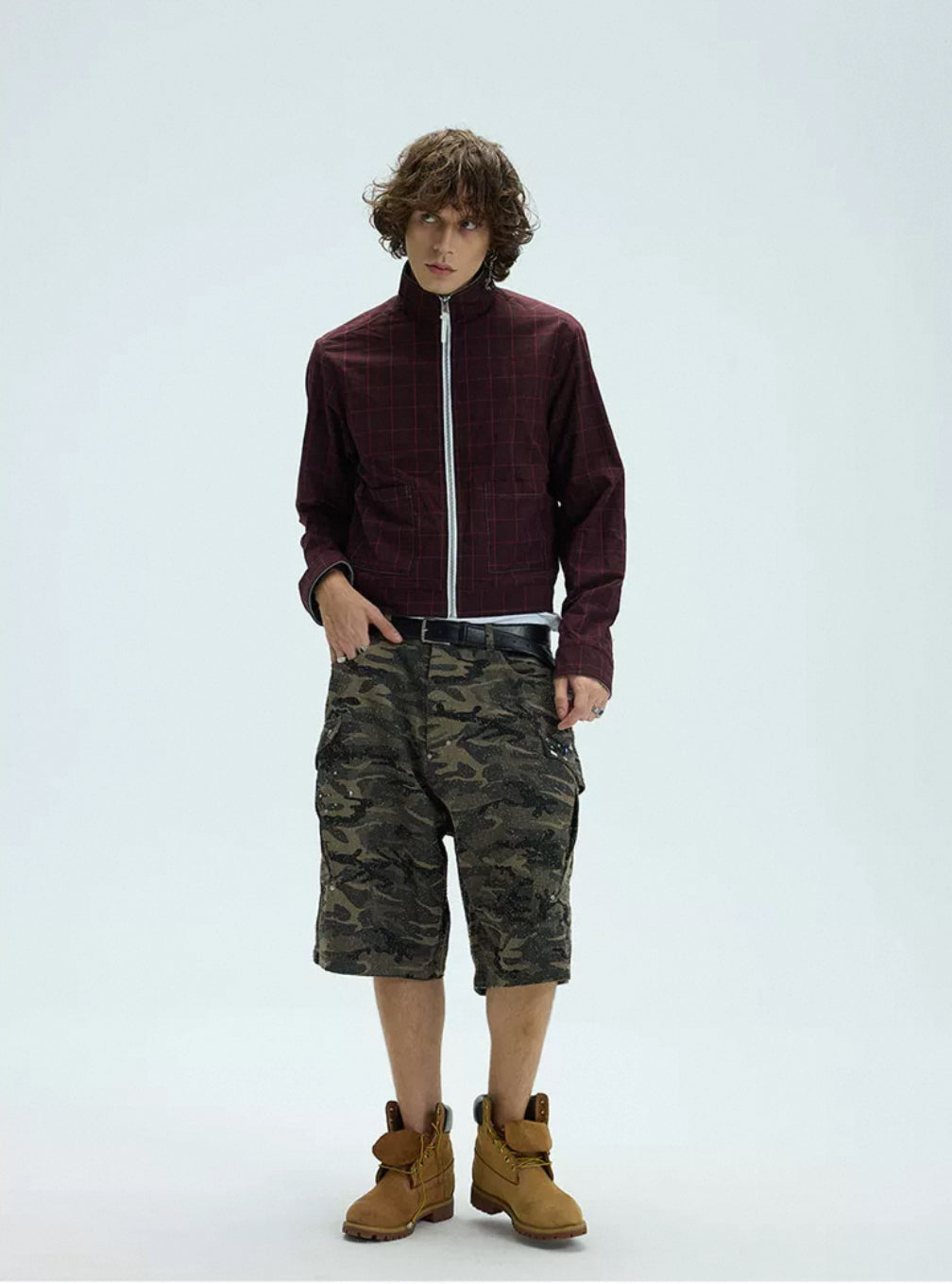 Reversible Checkered Stand up collar jacket