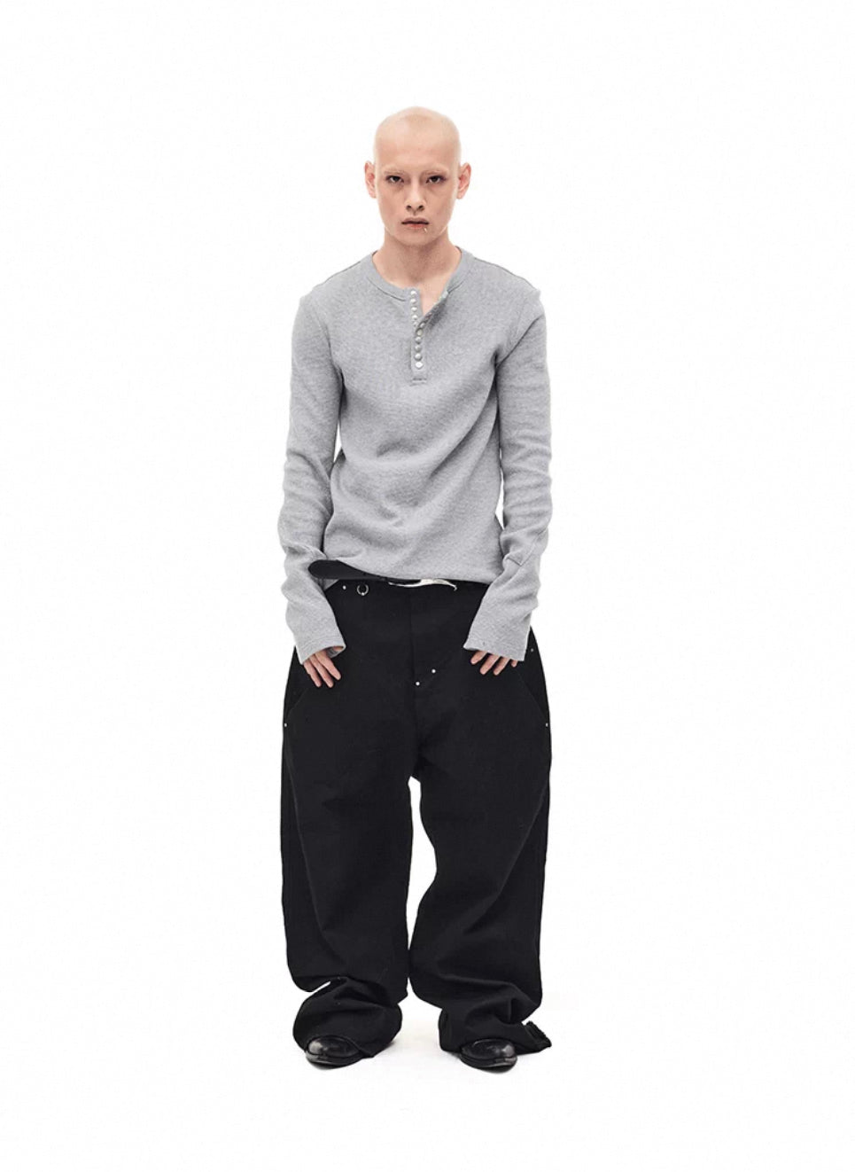 Waffle Henry Collar Long Sleeve T-Shirt