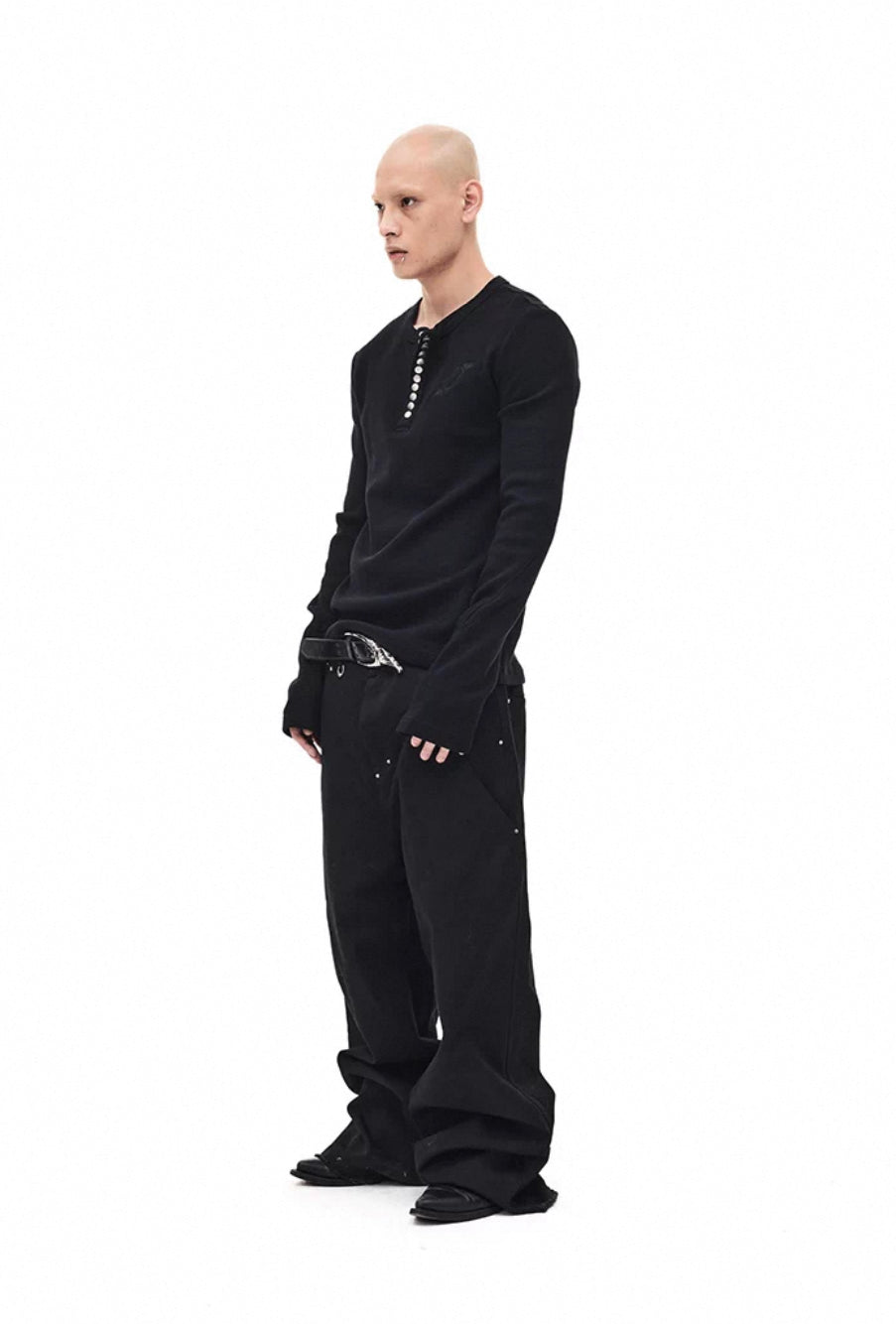 Waffle Henry Collar Long Sleeve T-Shirt