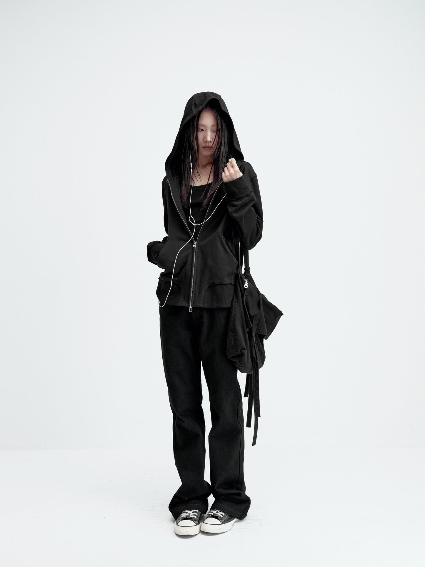 Back-stitched zipper hoodie
