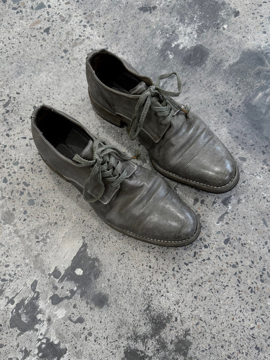 Washed craftsman derby leather shoes