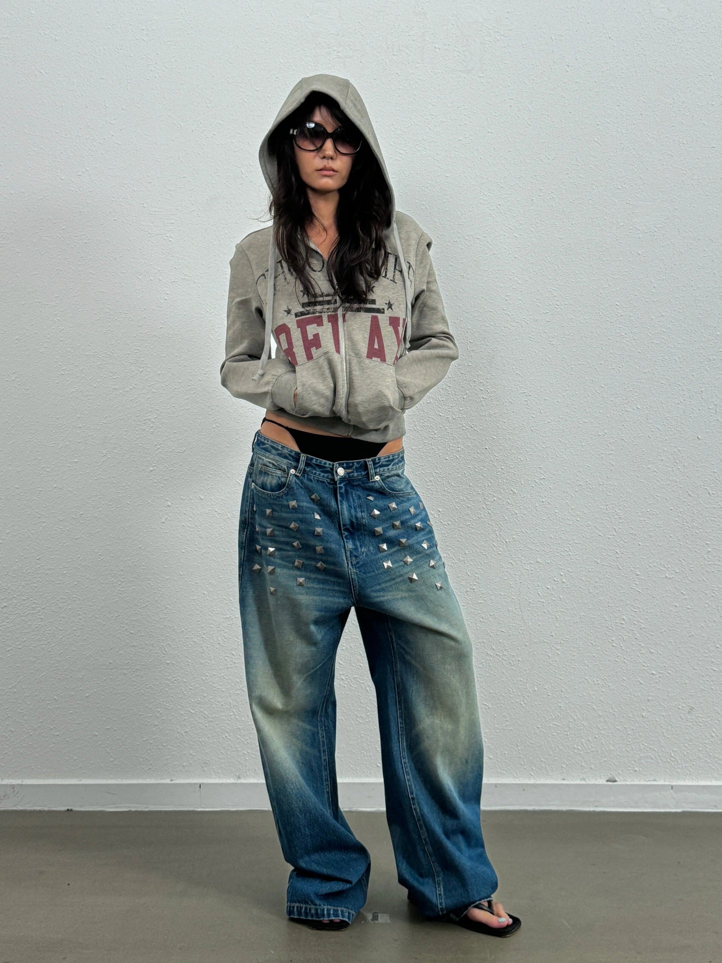 washed baggy studs Jeans