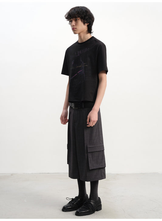 Plaid Pleated Cargo shorts