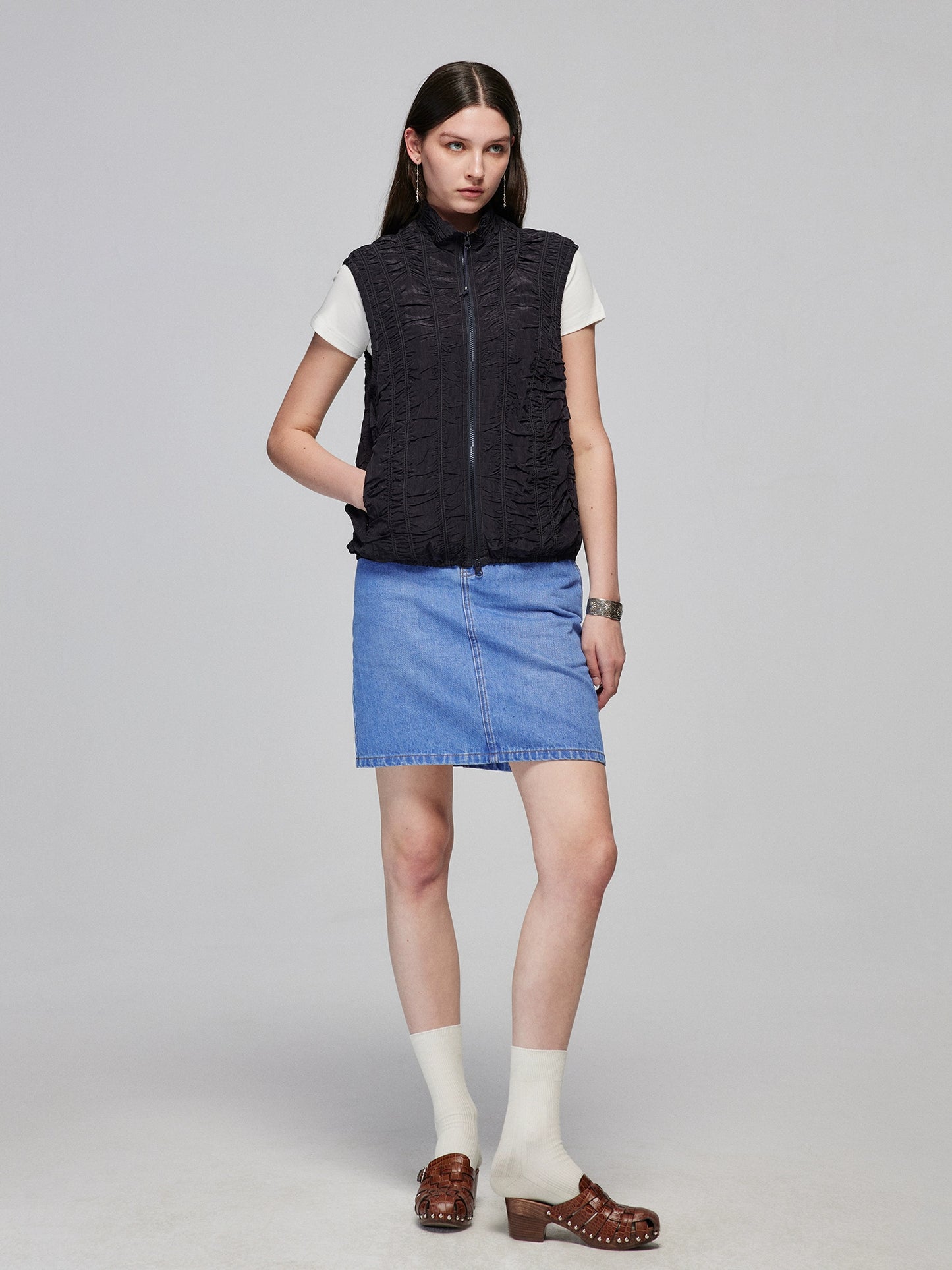 Ruched Zipper Vest
