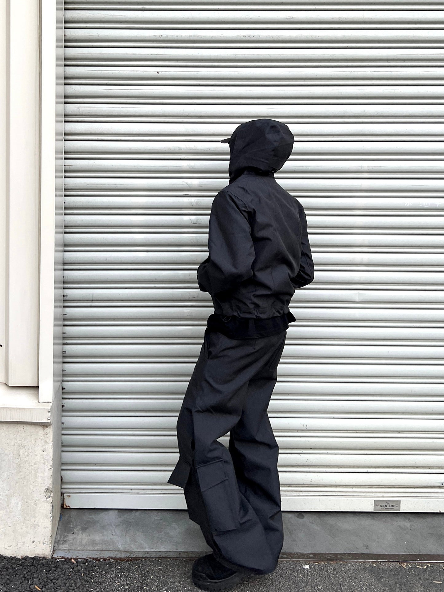 Denim texture arc waterproof jacket