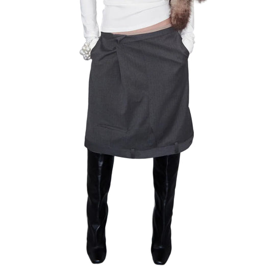 Flipped asymmetry waist suit skirt