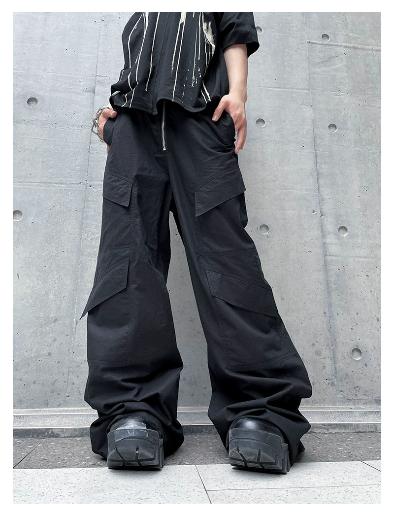 Multi Pocket Wide-Leg Cargo Trousers