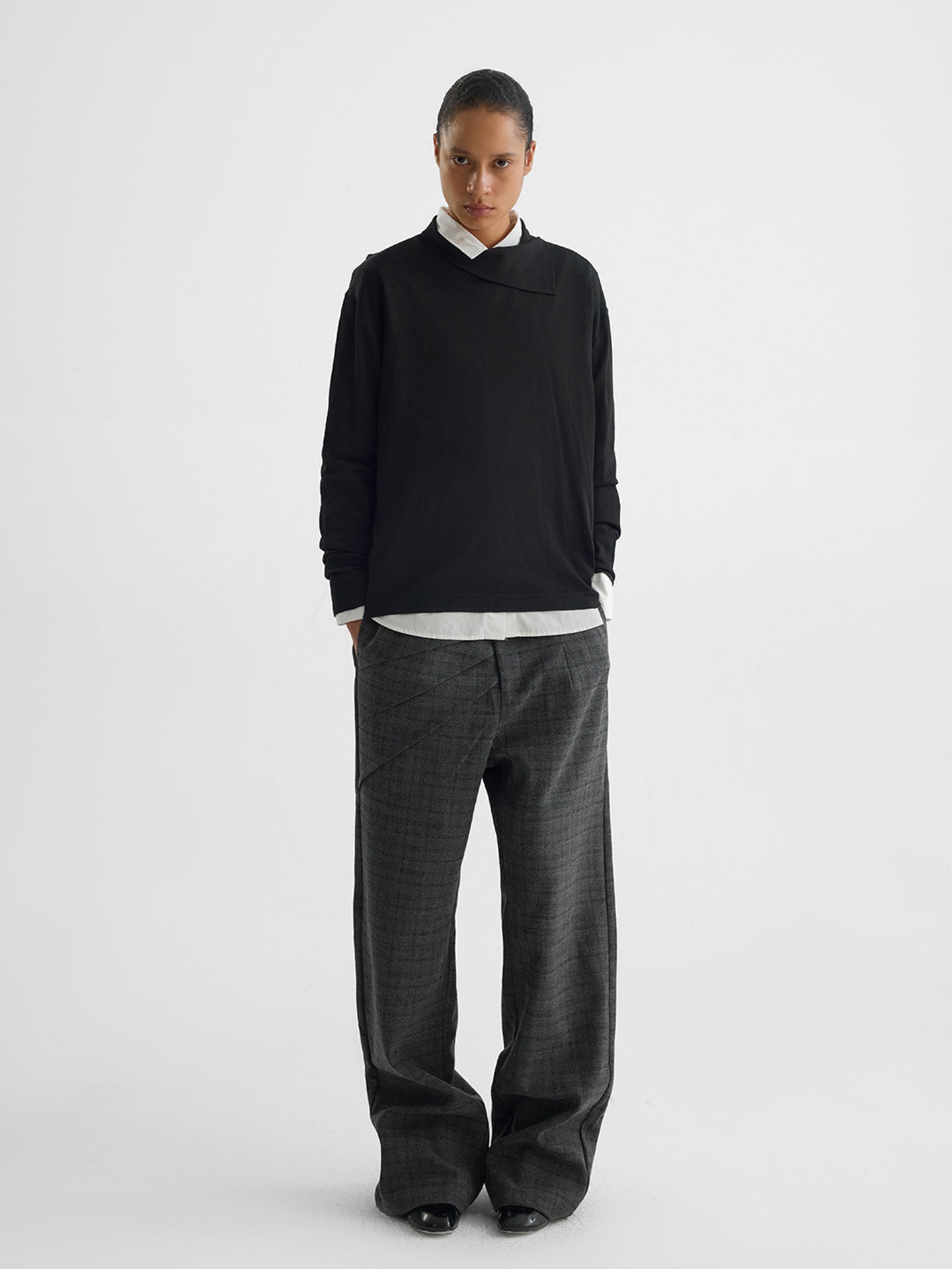 Black Silk Long Sleeve T-Shirt