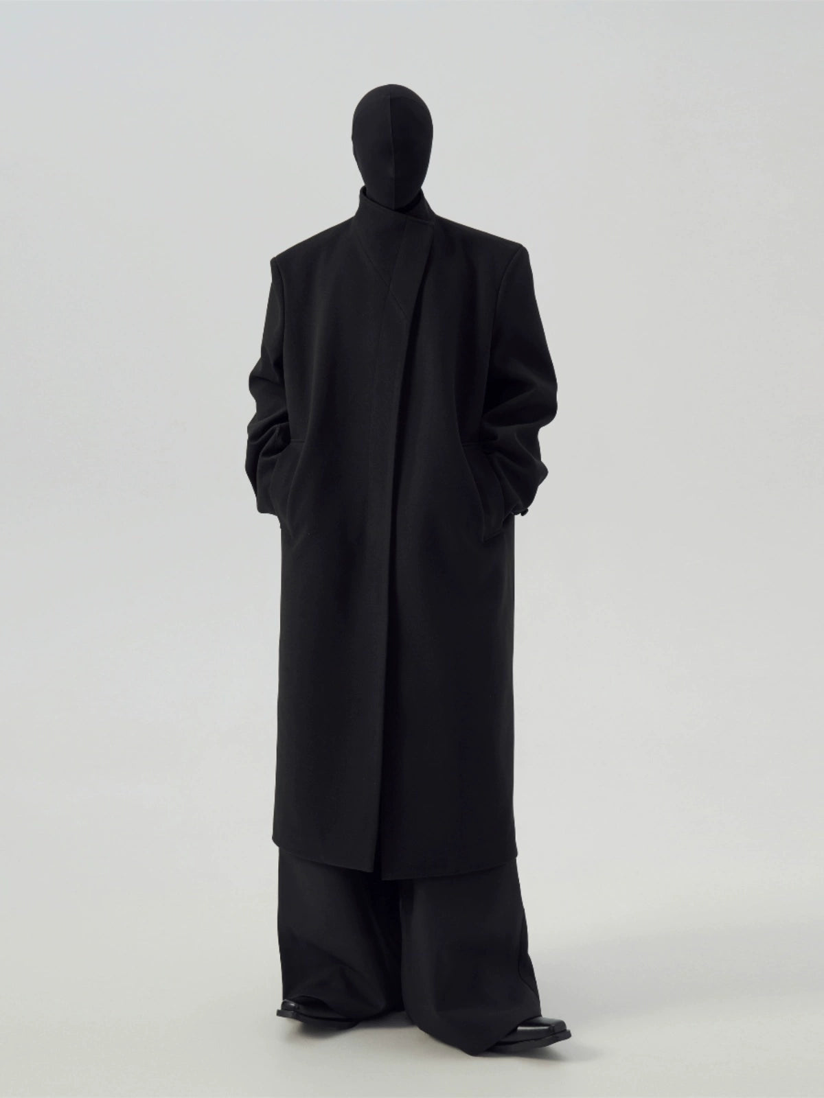 Tweed Padded Shoulder Loose Long Coat