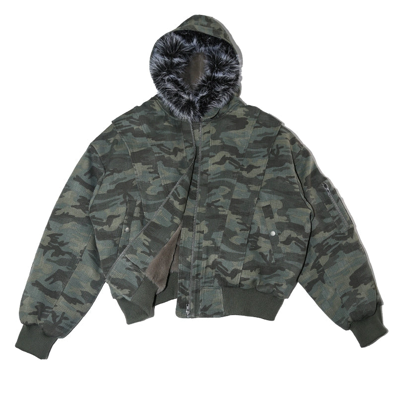 Camouflage Fur Collar Heavy Cotton Jacket