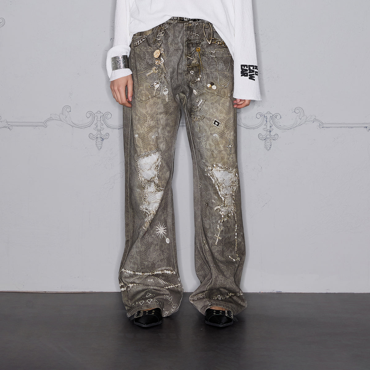 Digital 3D Print Design Slim Bootcut Jeans