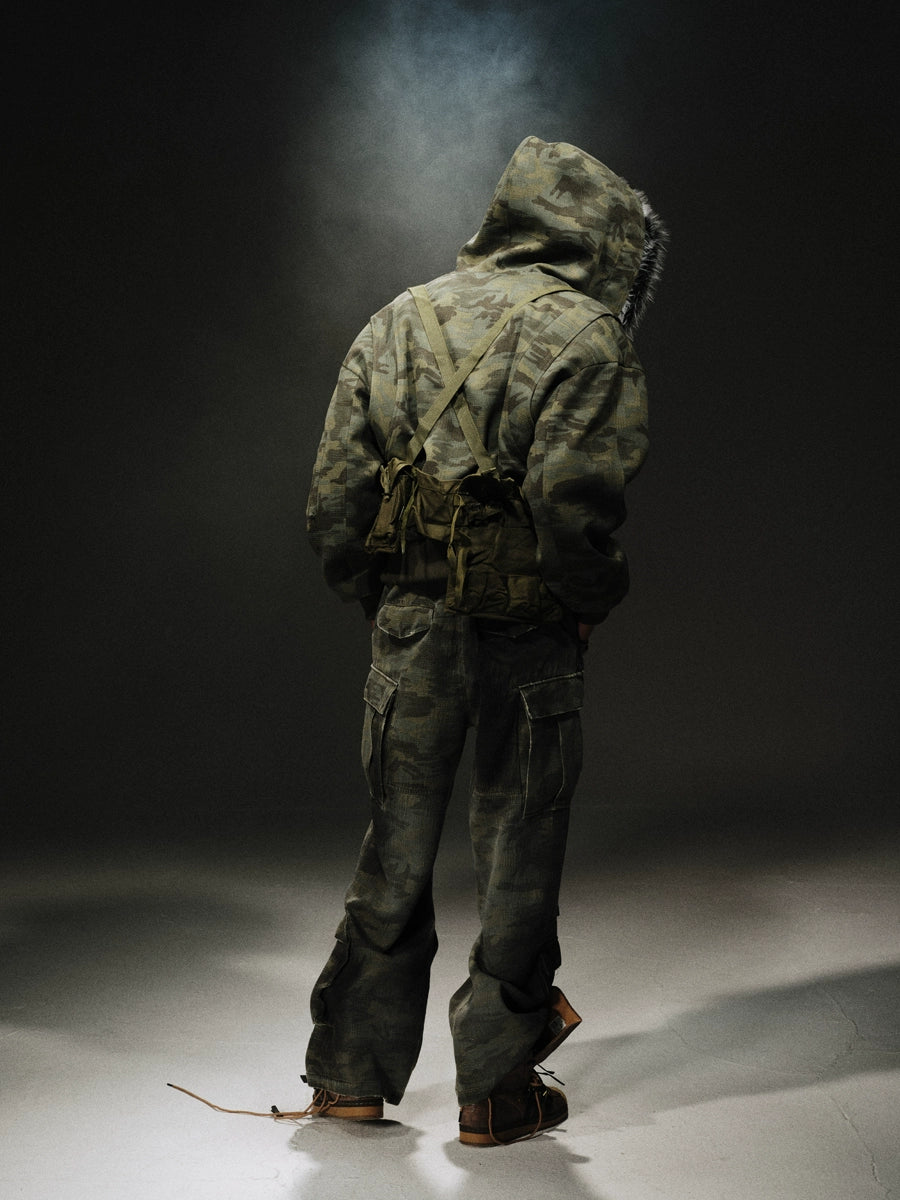 Camouflage Fur Collar Heavy Cotton Jacket