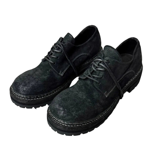 Double thread Goodyear derby leather shoes