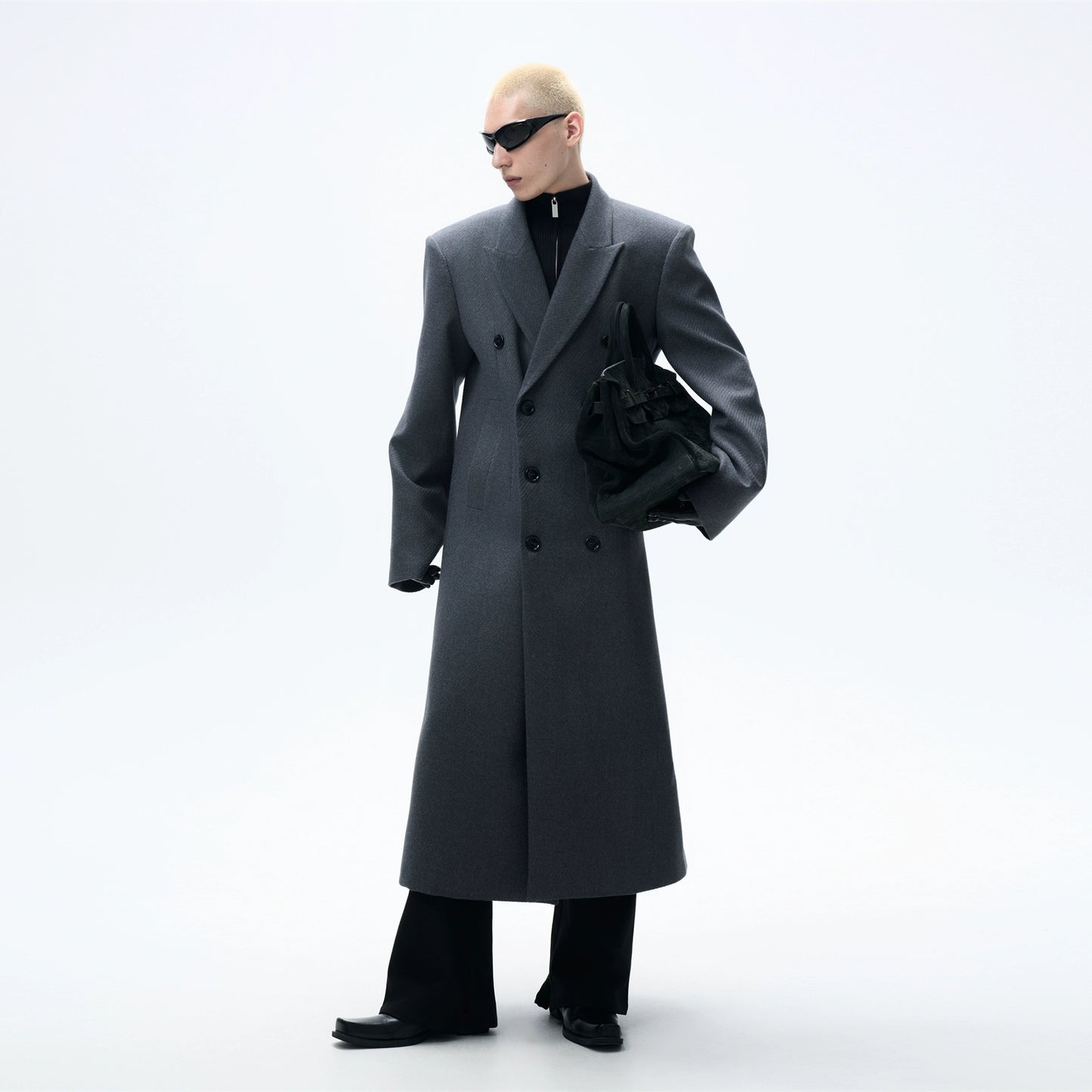 Long Double-Breasted Wool Coat