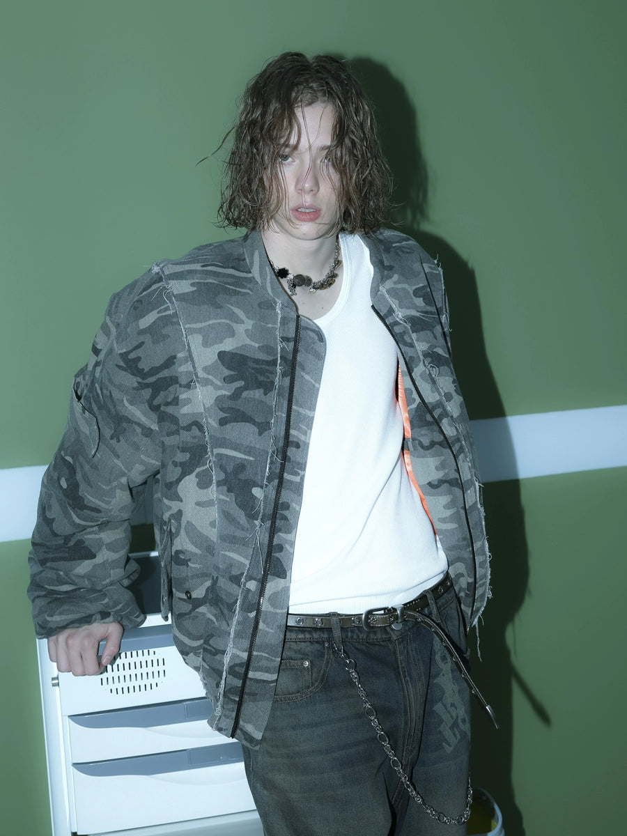 Camouflage Loose Bomber Jacket