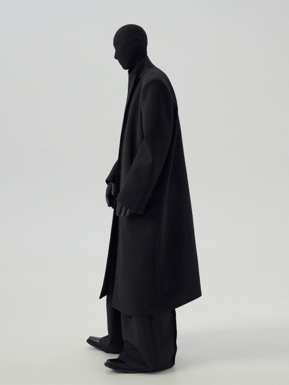 Tweed Padded Shoulder Loose Long Coat