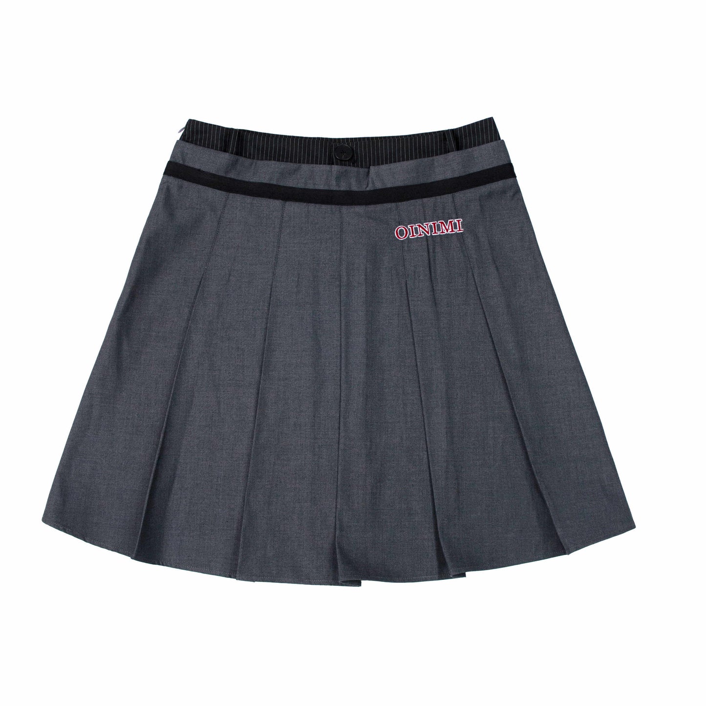double waistband gray suit pleated skirt