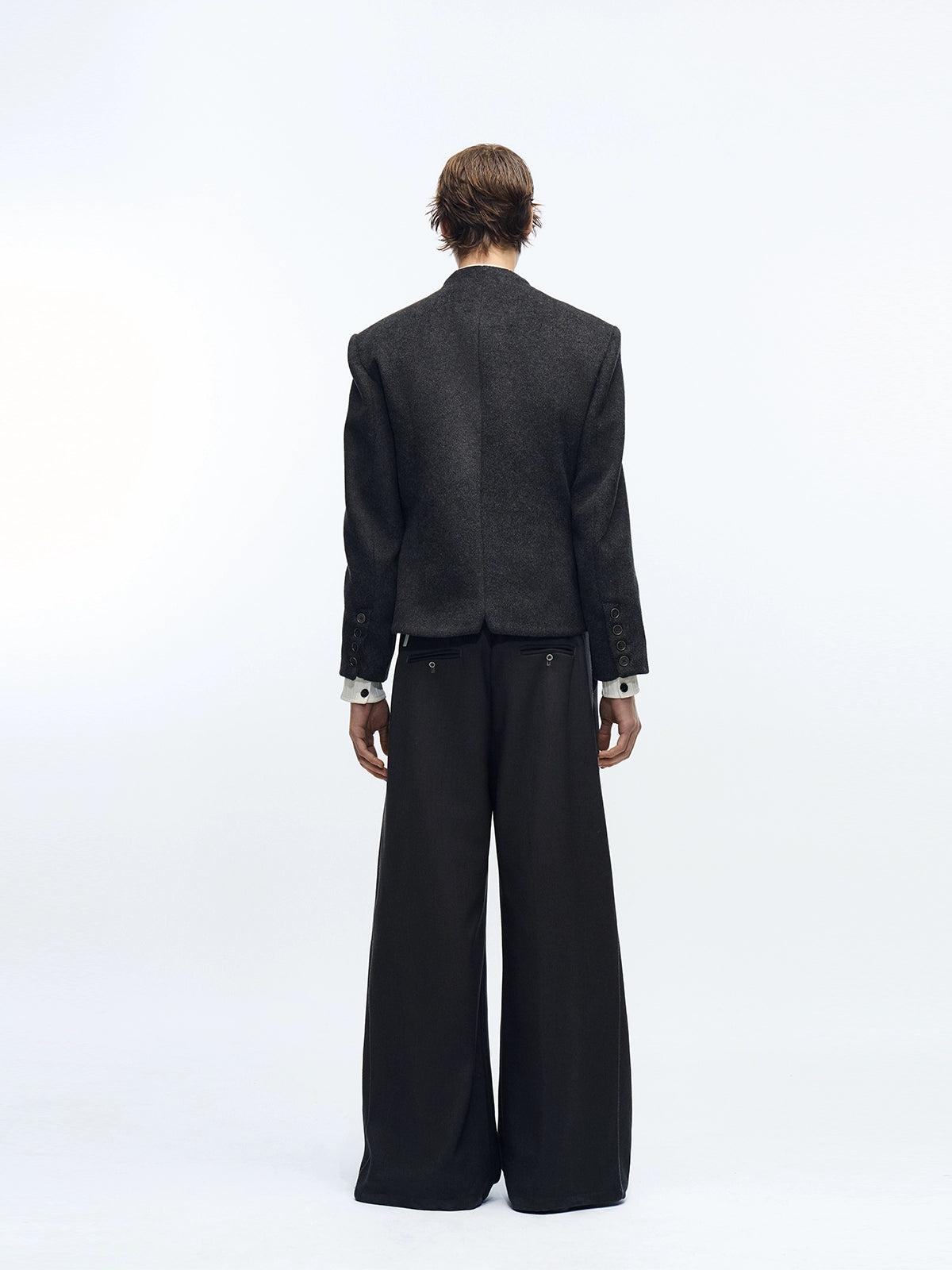 "Vene" Italian stand collar sheep wool jacket