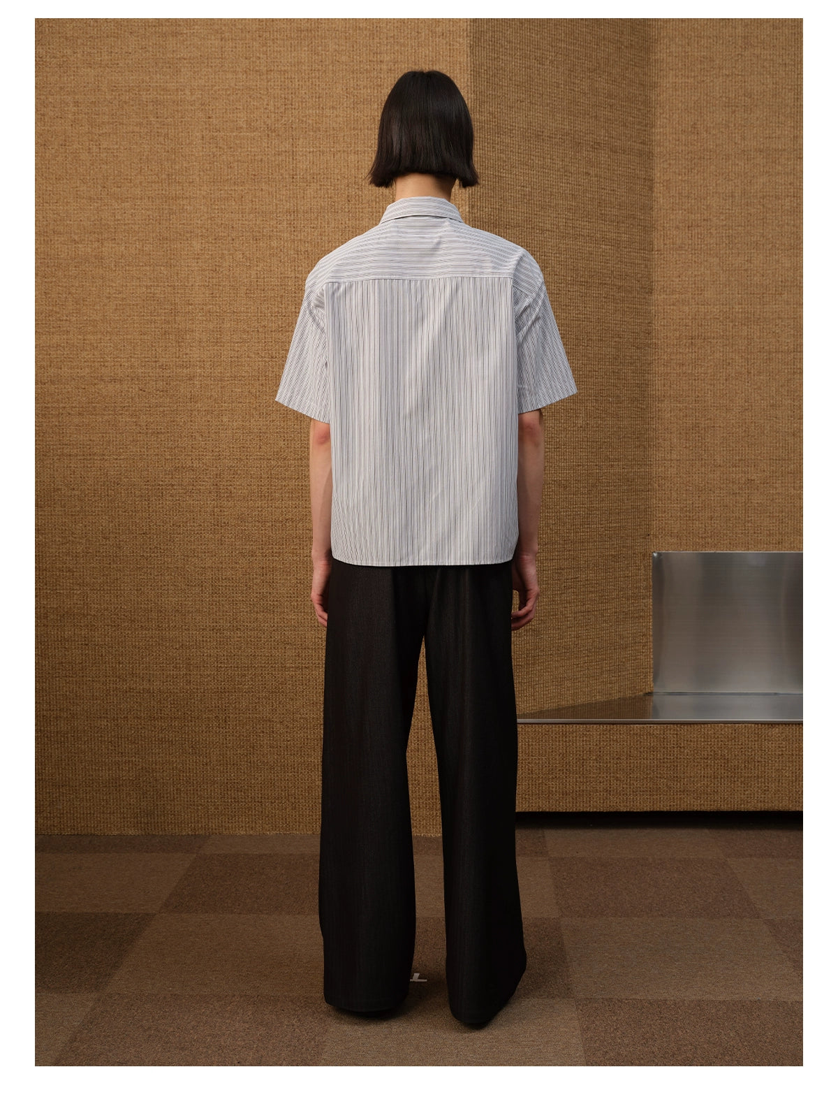 Curved Stripe Short Sleeve Shirt