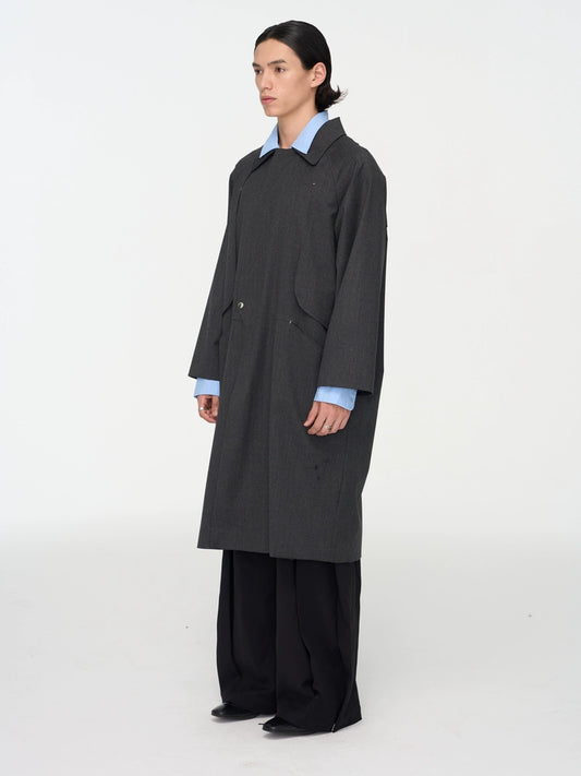Curved Split Wool Coat