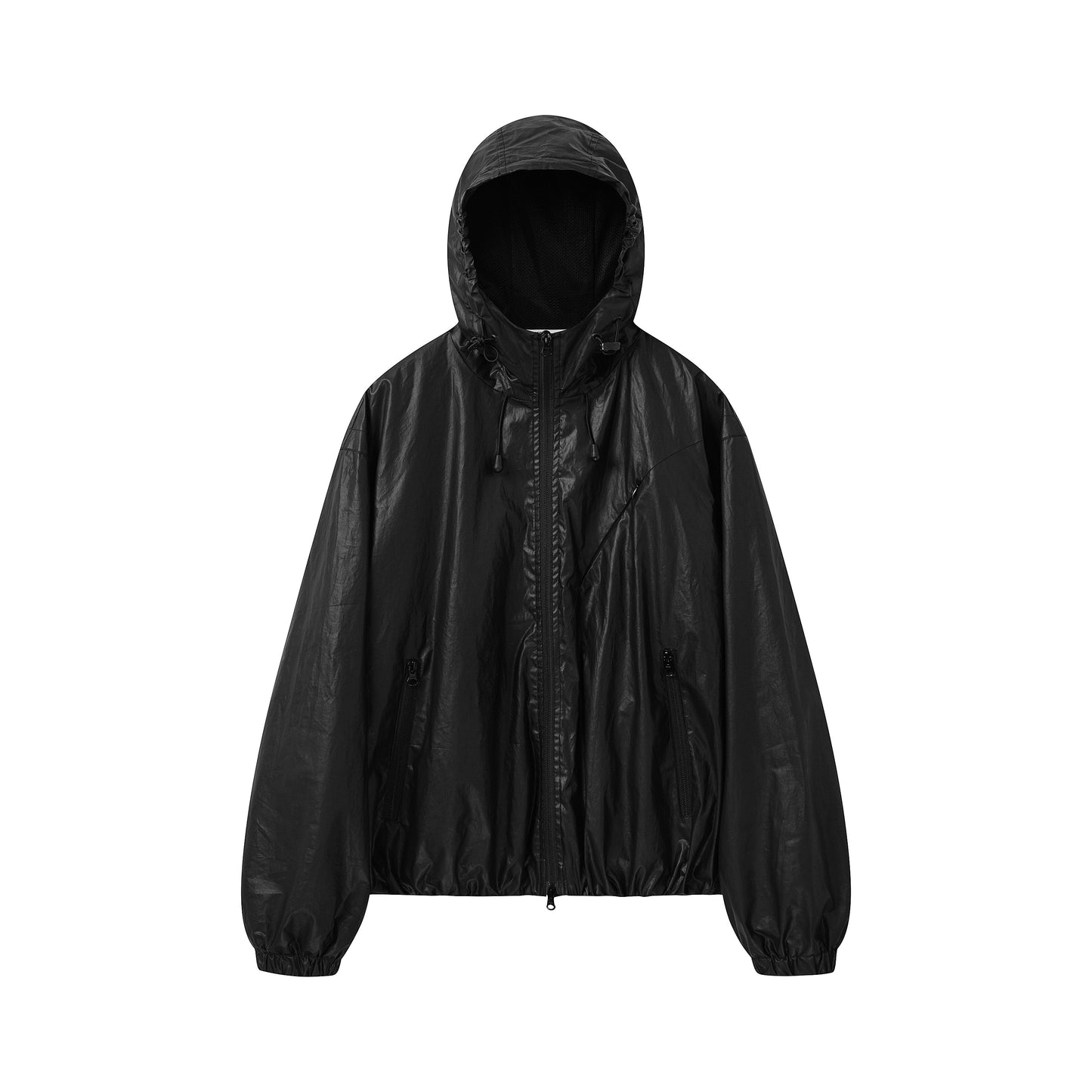 Matte coated zip hooded jacket