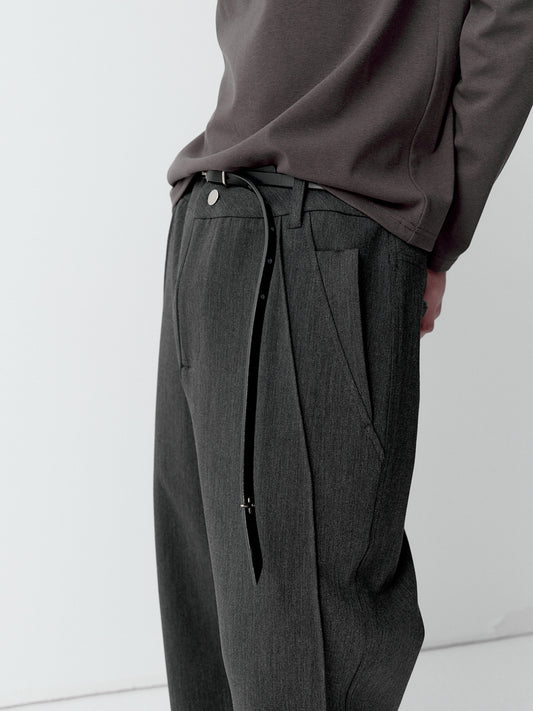 Structure leather patchwork trousers