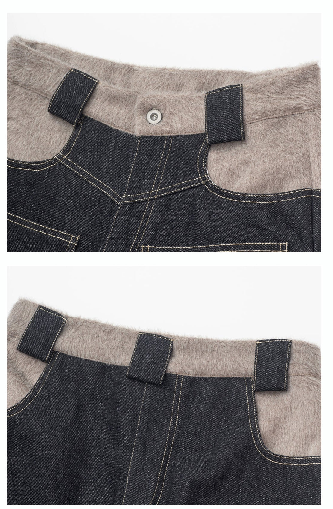 'scarf' panelled raw denim jeans