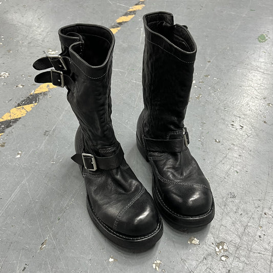 Heavy washed vintage distressed engineer boots