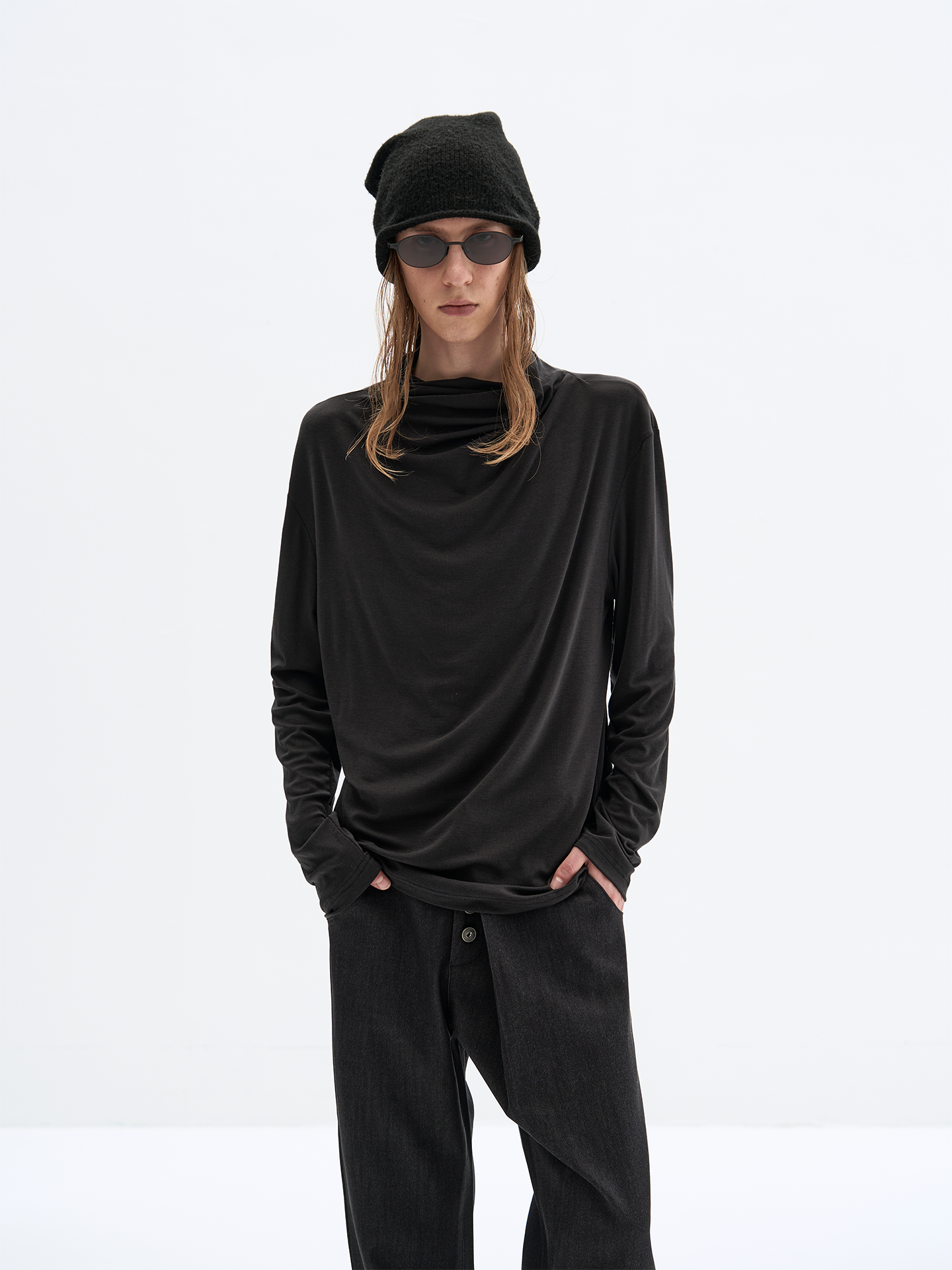 Wrap Neck Long Sleeve T-shirt
