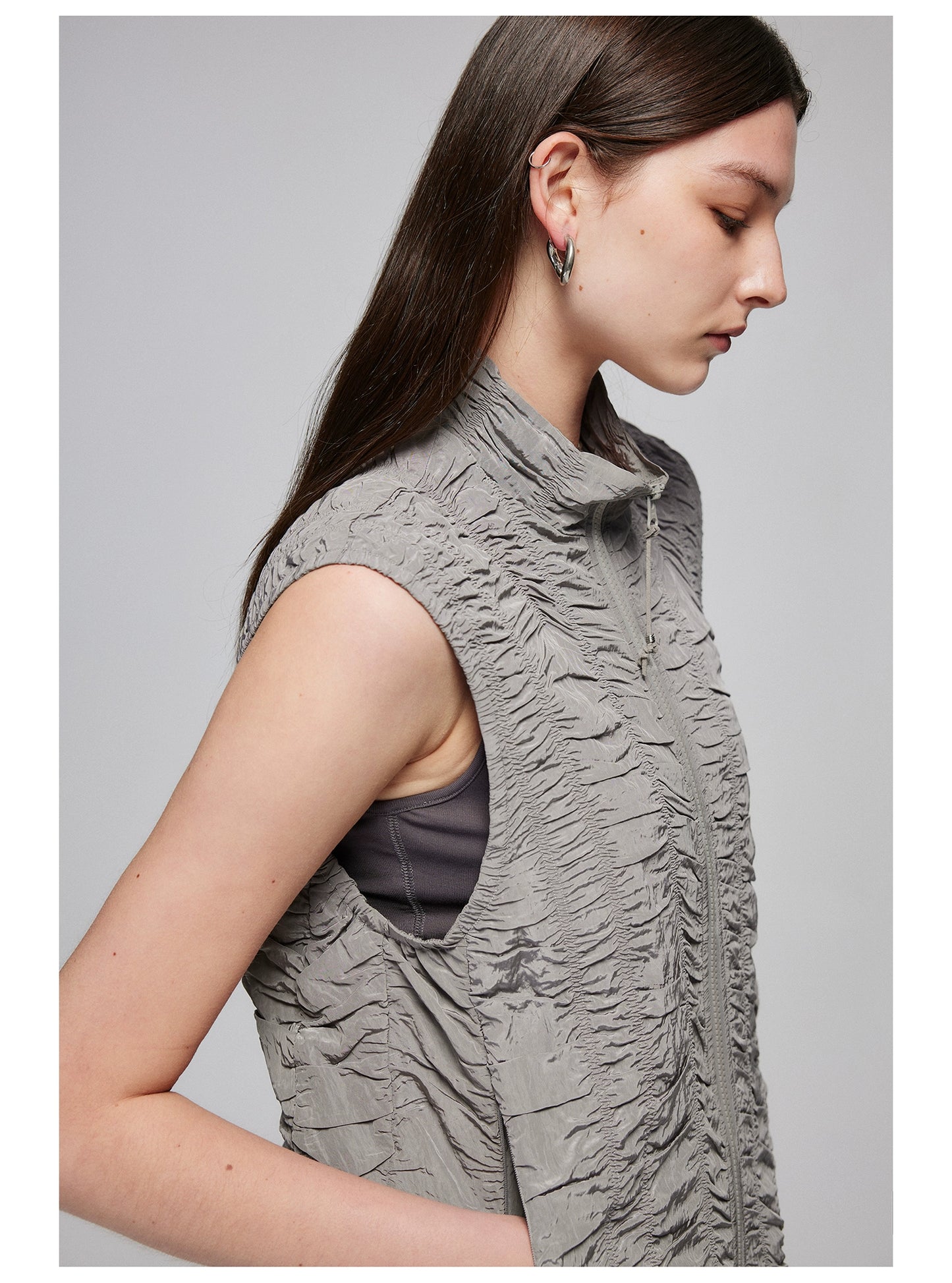 Ruched Zipper Vest