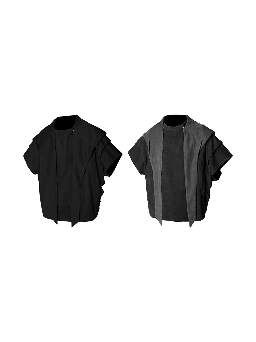 Scarf docking short sleeve T-shirt