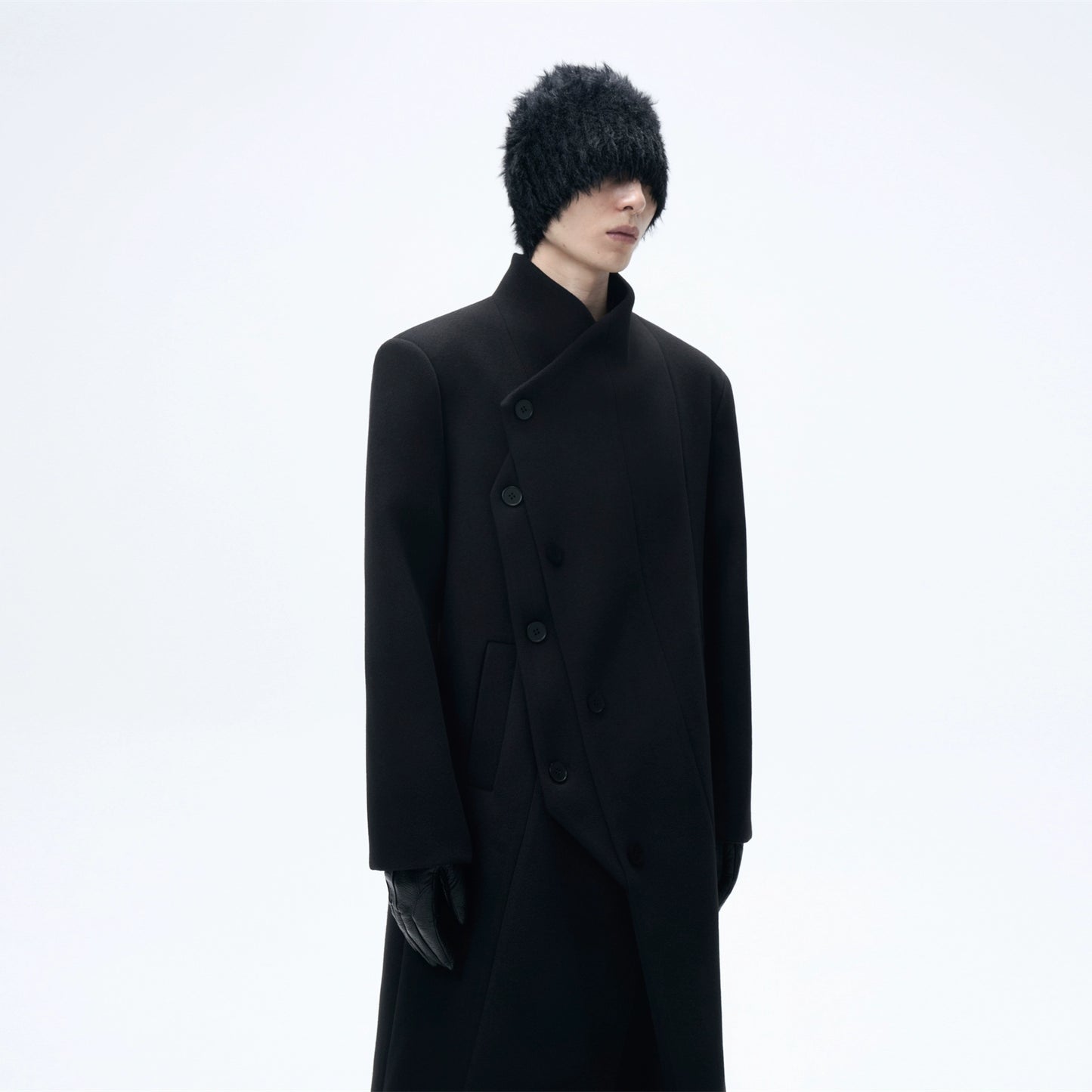 Double-breast Loose Tuxedo Wool Coat