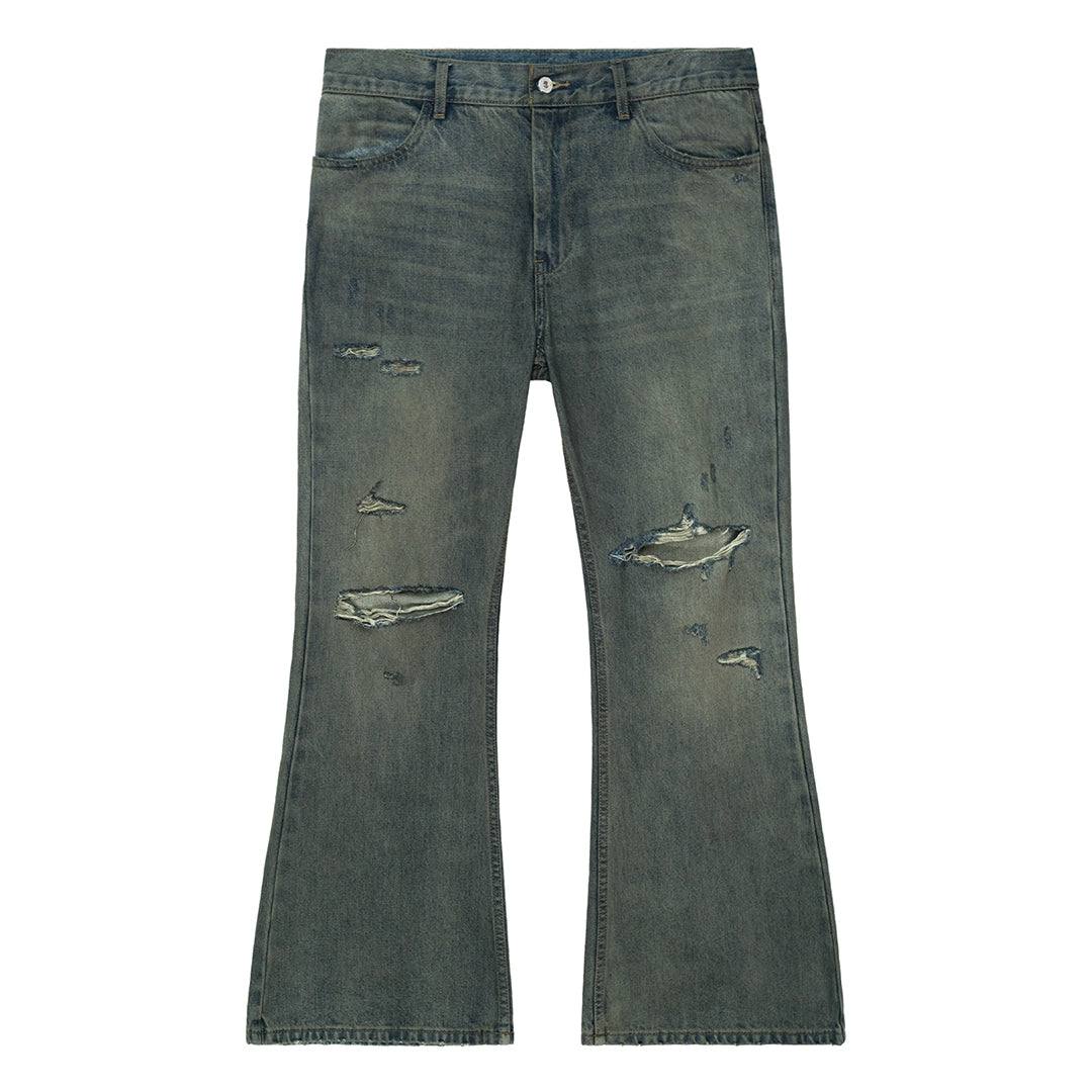 vintage distressed bootcut jeans