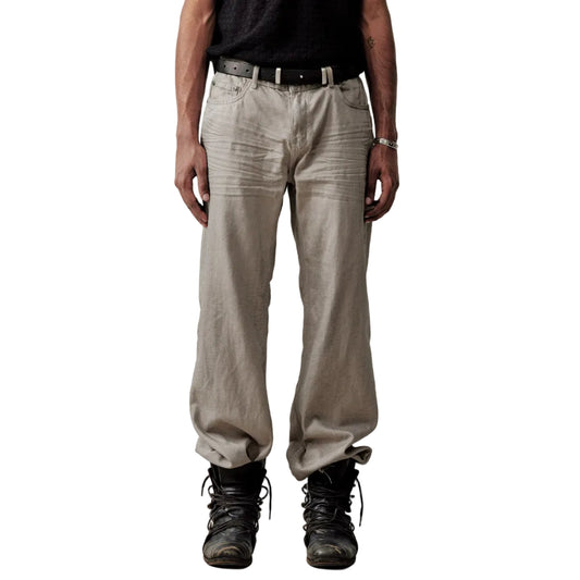 Handmade dirty gray straight leg jeans