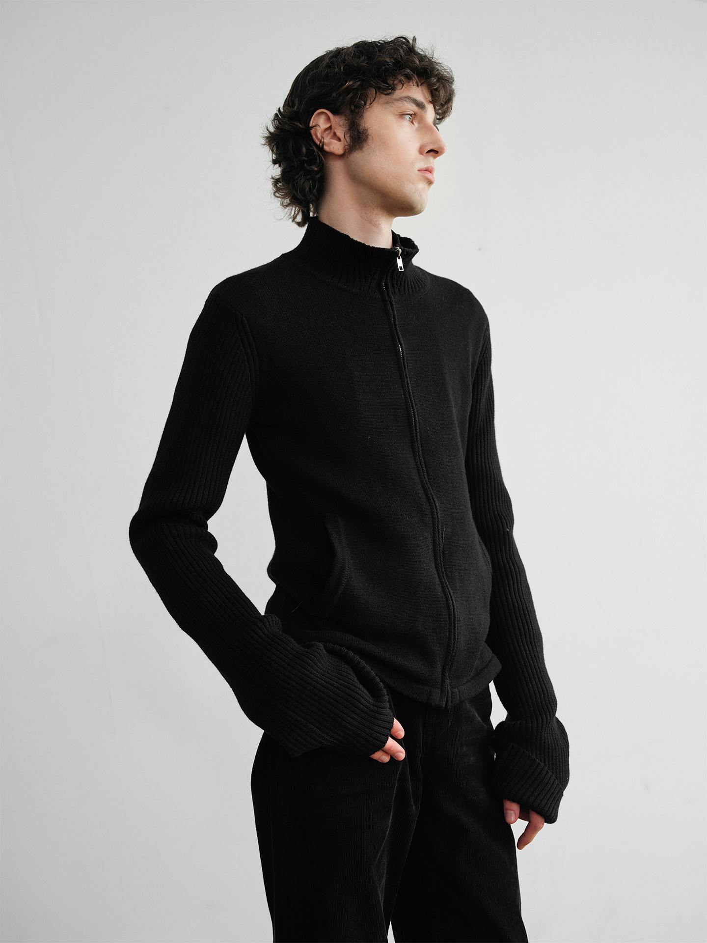 Merino wool Turtleneck Zip Cardigan
